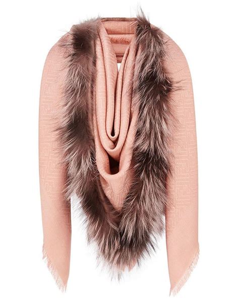 Fendi Touch Of Fur Shawl in Pink 